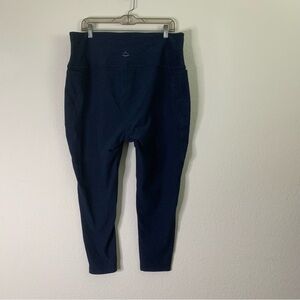 Beyond yoga Womens blue space dye out of pocket high waist midi leggings 3X